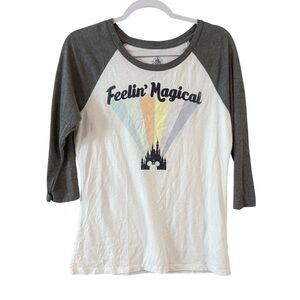Disney Parks Feelin' Magical Baseball Tee Retro Castle Rainbow Sz Medium